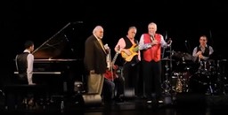 Vince with Paquito D'Rivera at Miami Dade Auditorium, Nov. 2014.jpg